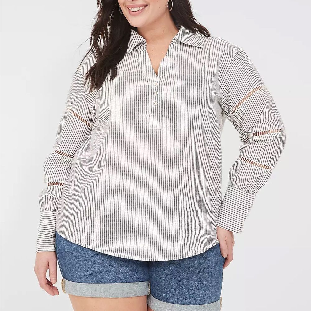 Lane Bryant Collar Split-Neck Popover Blouse 18/20